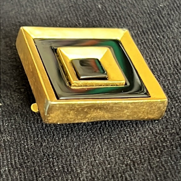 Vintage 80’s Karl Lagerfeld square gold and black clip earrings